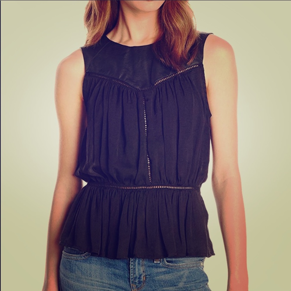 Sam Edelman Top: Vegan Leather elements _Black